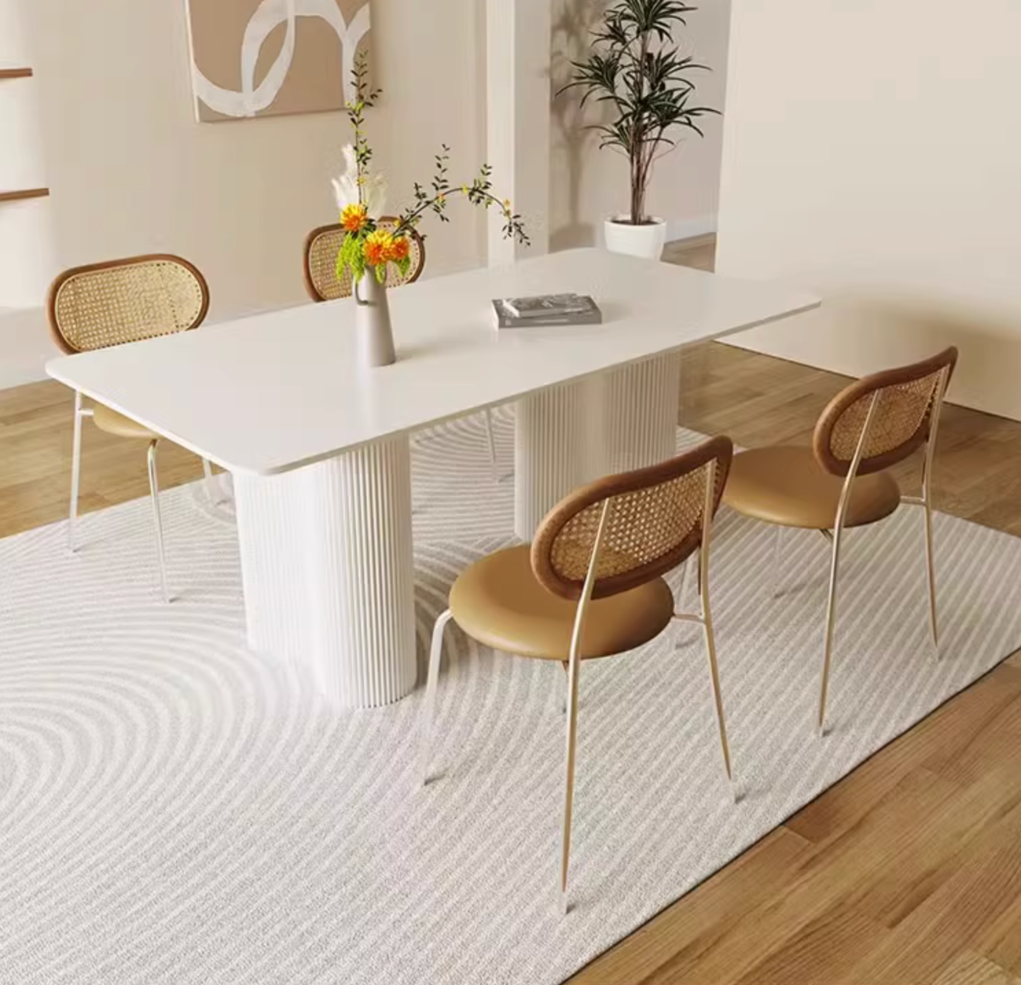 Luxe Dining Company:Aiden White Dining Table, Sintered Stone