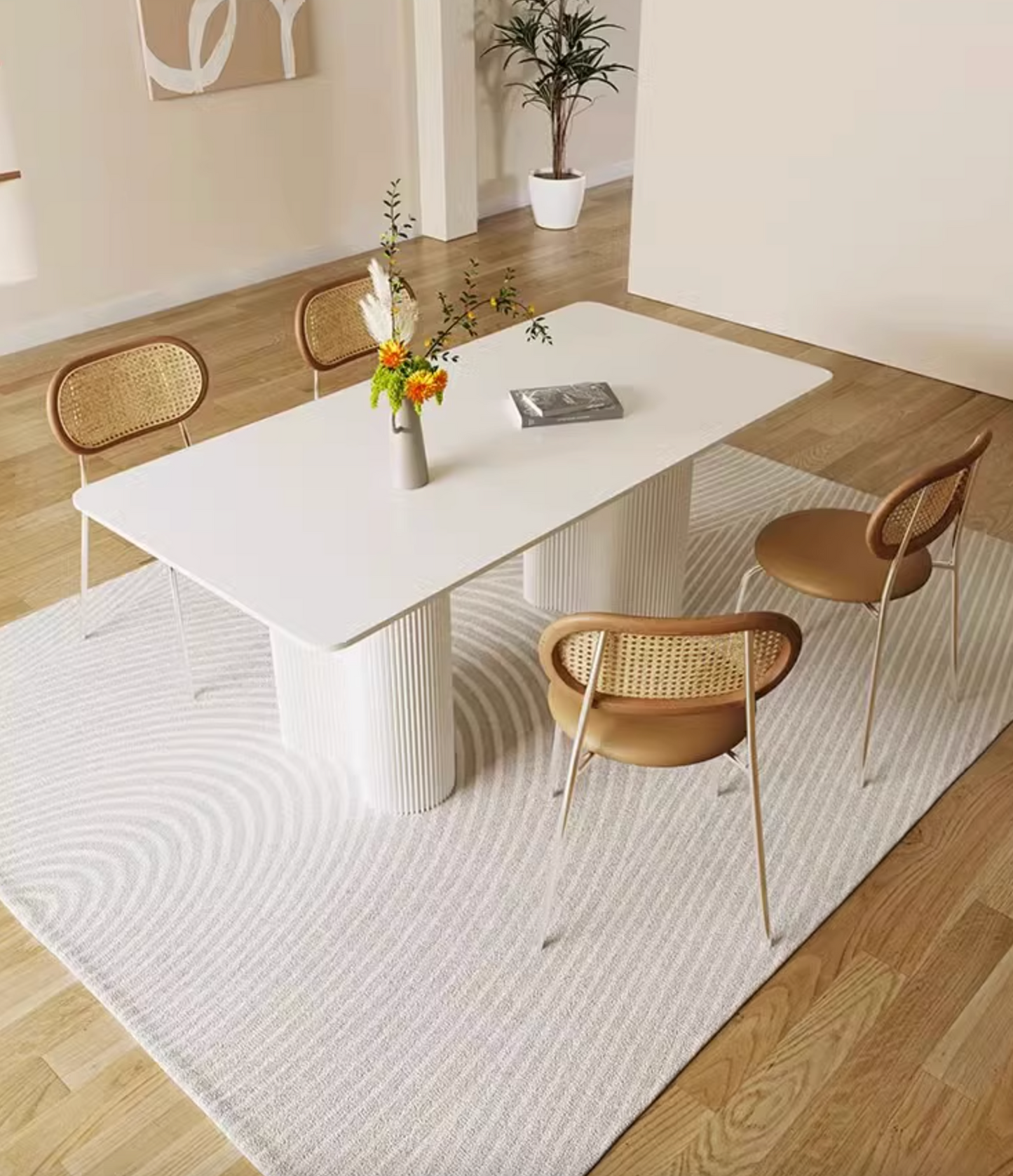 Luxe Dining Company:Aiden White Dining Table, Sintered Stone