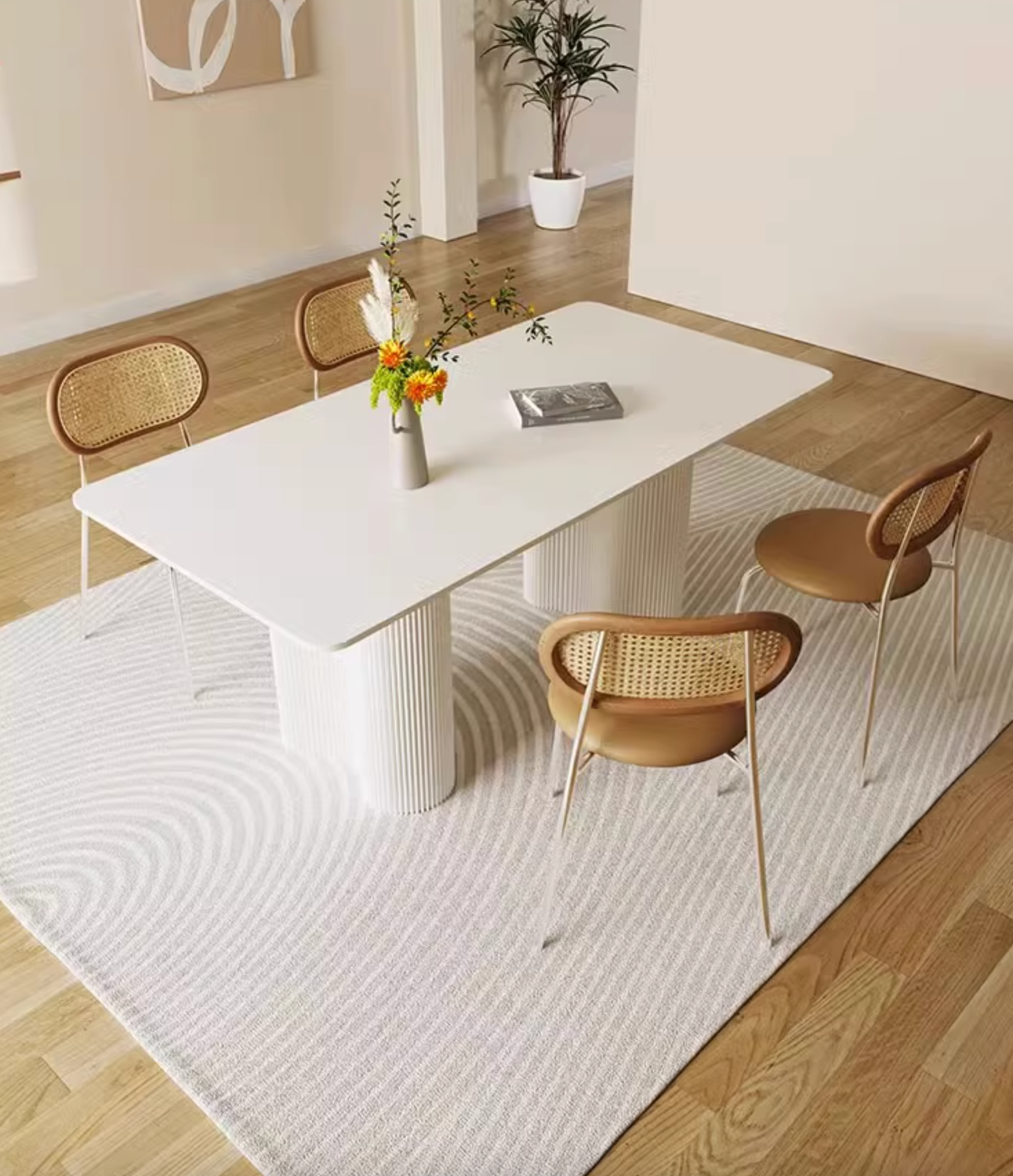 Luxe Dining Company:Aiden White Dining Table, Sintered Stone