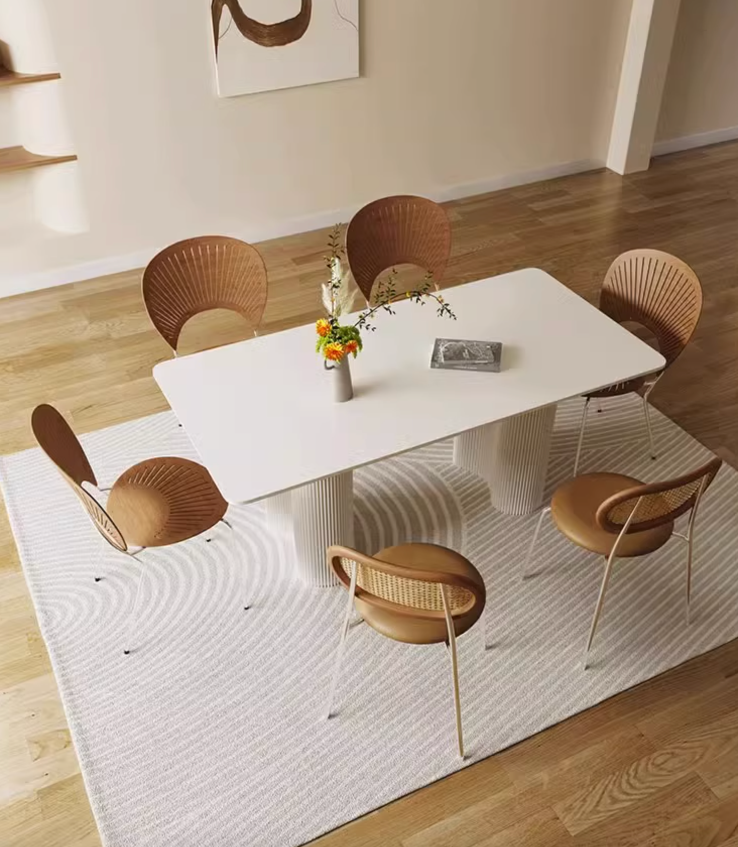 Luxe Dining Company:Aiden White Dining Table, Sintered Stone