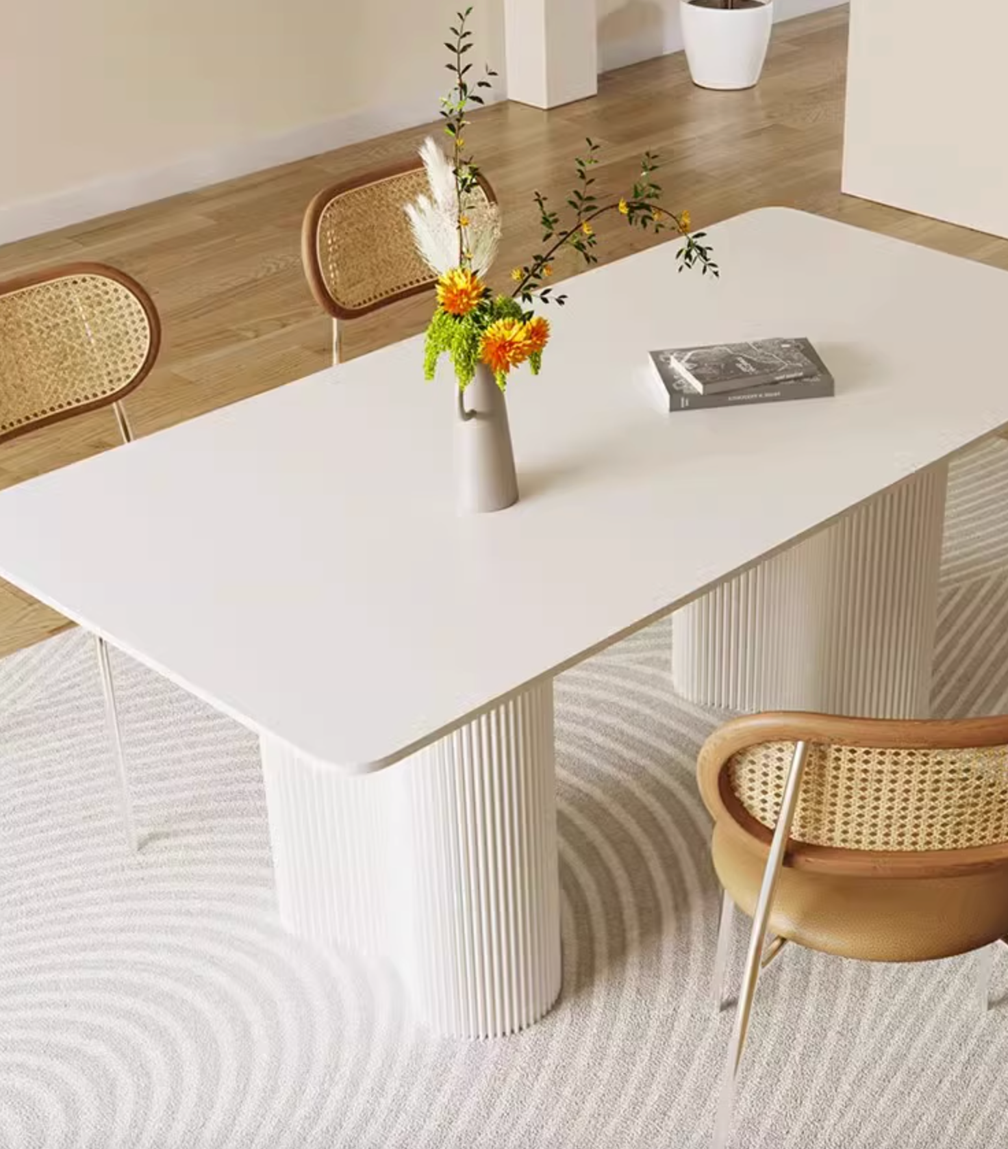 Luxe Dining Company:Aiden White Dining Table, Sintered Stone