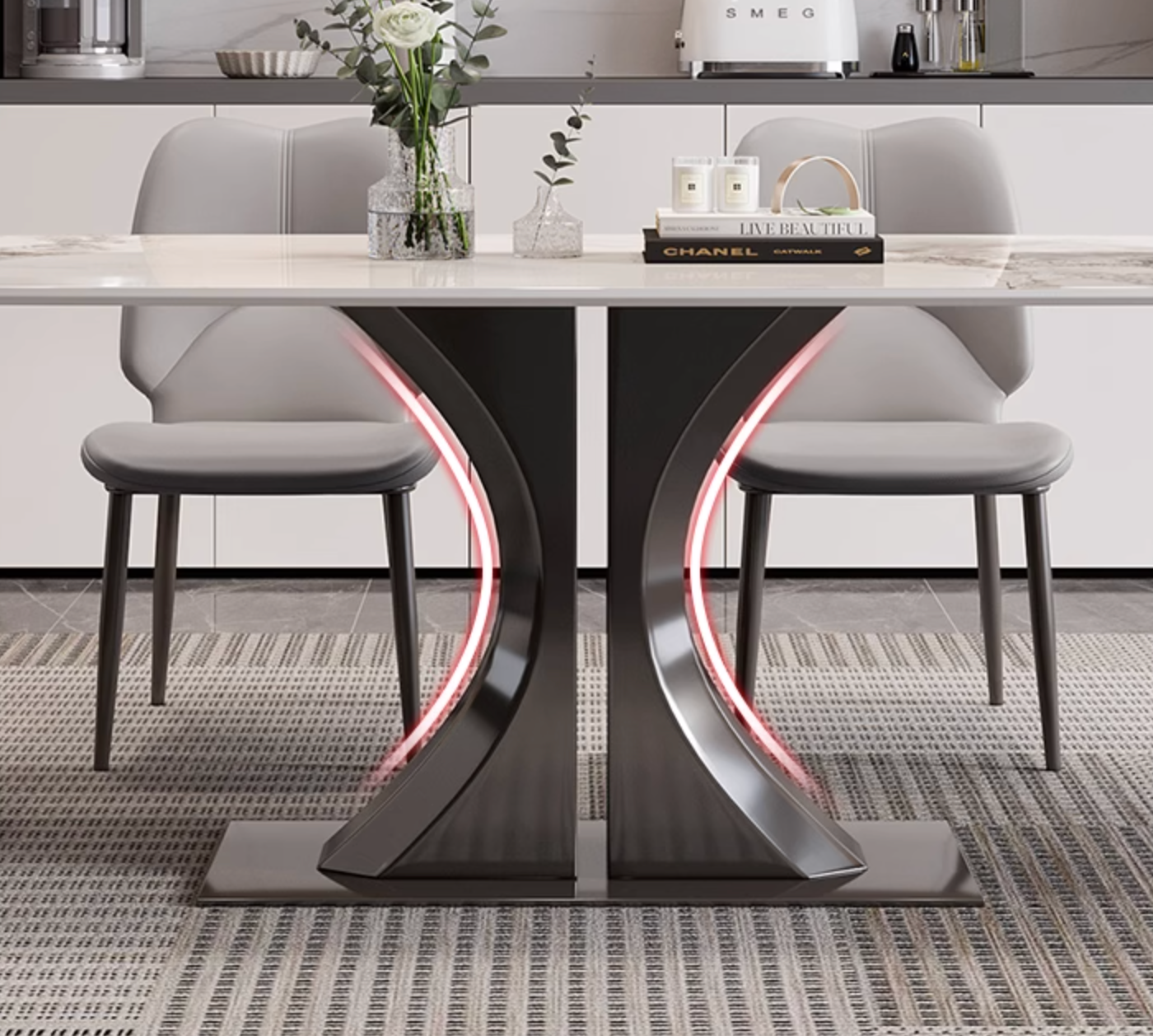 Luxe Dining Company:Elena Dining Table, Marble