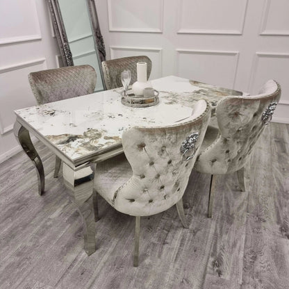 Louis Chrome Dining Table - Luxe Dining Company Polar White / 1.5m Dining Tables