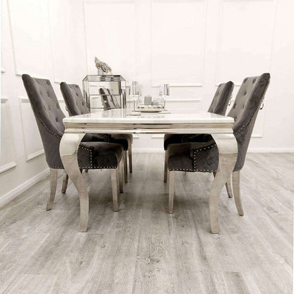 Luxe Dining Company:Louis Chrome Stone Dining Table
