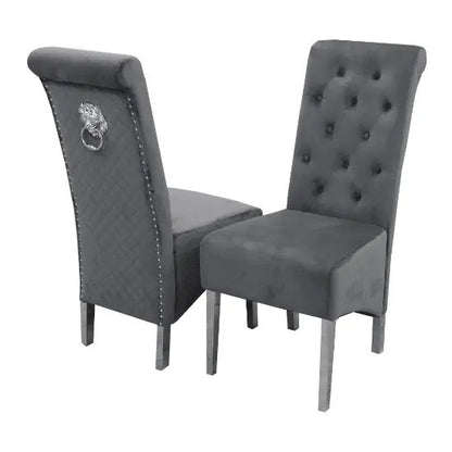 Emma Dining Chair (Set Of 4) - Luxe Dining Company Grey Velvet Dining Chair