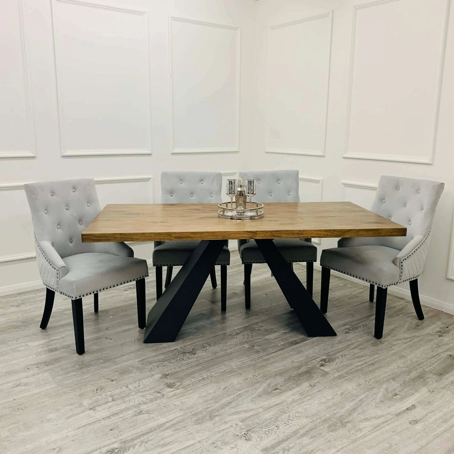 Axel 1.8m Dining Set - Luxe Dining Company 4 Chairs Dining Sets