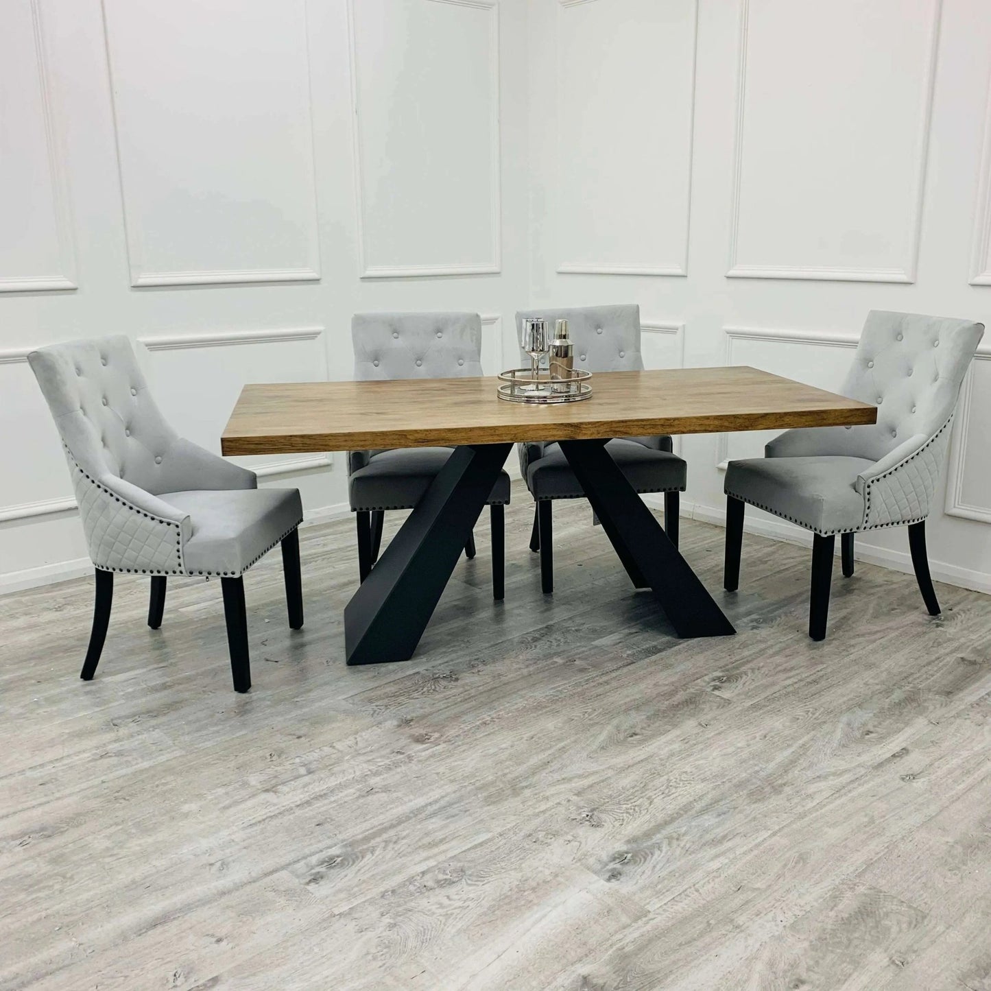 Axel 1.8m Dining Set - Luxe Dining Company 4 Chairs Dining Sets