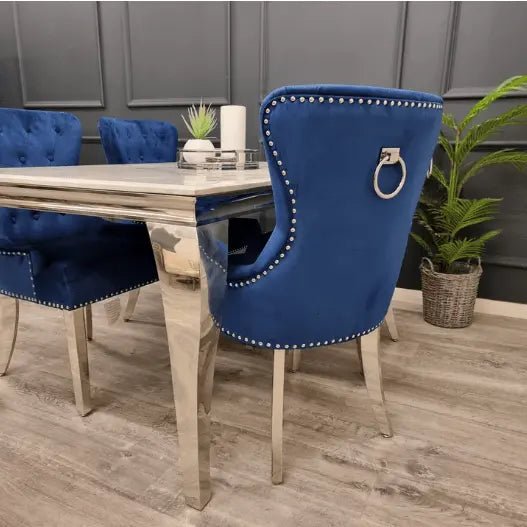 Megan Promo Chair - Luxe Dining Company Blue Velvet Dining Chair