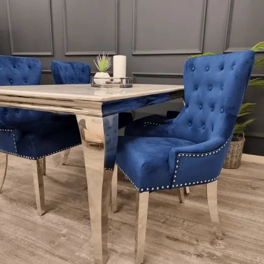 Megan Promo Chair - Luxe Dining Company Blue Velvet Dining Chair