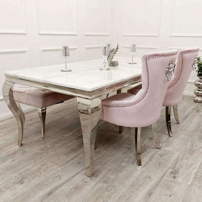 Luxe Dining Company:Louis Chrome Stone Dining Table