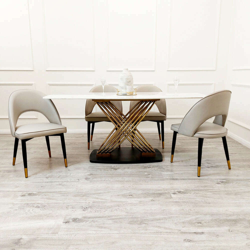 Luxe Dining Company:Orion 1.8M Polar White Sintered Stone Dining Set