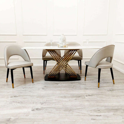 Luxe Dining Company:Orion 1.8M Polar White Sintered Stone Dining Set