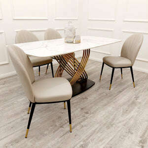 Luxe Dining Company:Orion 1.8M Polar White Sintered Stone Dining Set