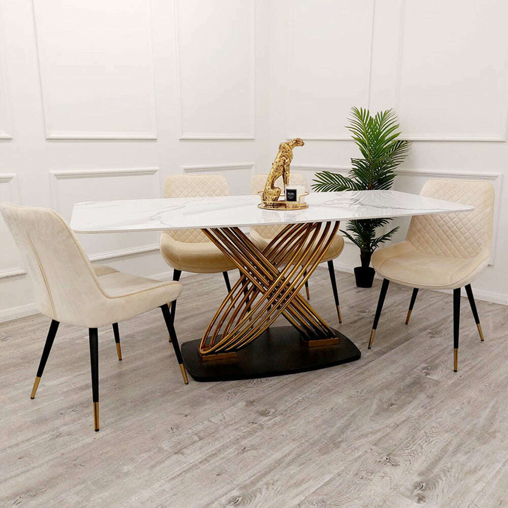 Luxe Dining Company:Orion 1.8M Polar White Sintered Stone Dining Set