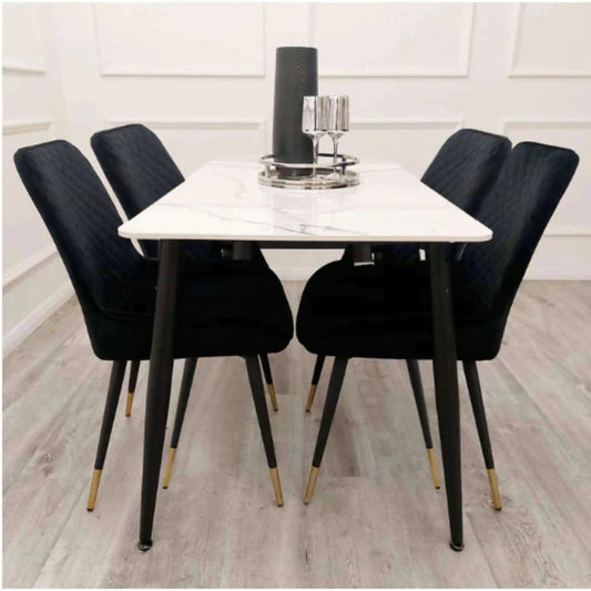 Titus 1.4m Dining Table - Luxe Dining Company Ash Grey Stone Dining Tables