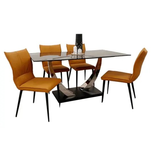 Venus 1.6m Dining Set - Luxe Dining Company Tan Seats Dining Sets